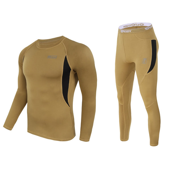 2016 Winter Long sleeve tight compression Tactical undergear set  Tactical Long Johns underwears Khaki
