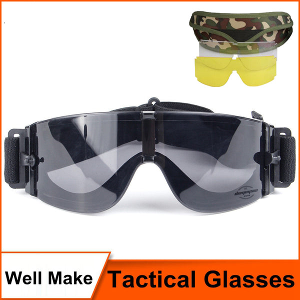 Airsoft X800 Tactical Sunglasses Glasses Goggles Tactical Goggles Black 3 Lens Tactical Goggles