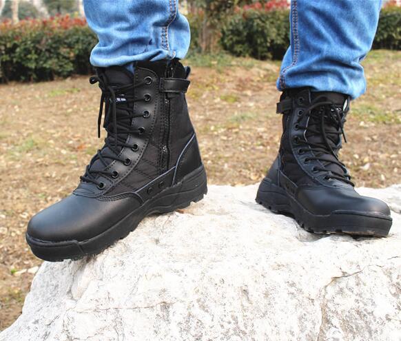 2017 New Army Boots Mens Tactical Boots Shoes Desert Outdoor Hiking Leather Boots Men Military Enthusiasts Marine Combat Shoes