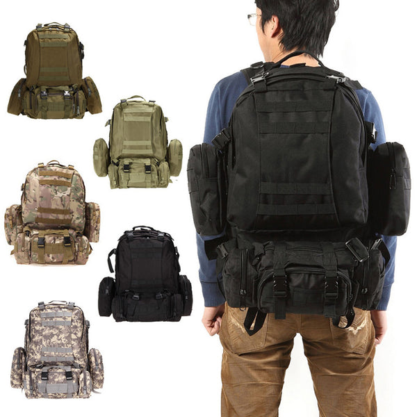 55L Large Capacity Outdoor Military Tactical Backpack Rucksacks Sports Bag Camping Hiking Hunting Bags Packs FREE SHIPPING