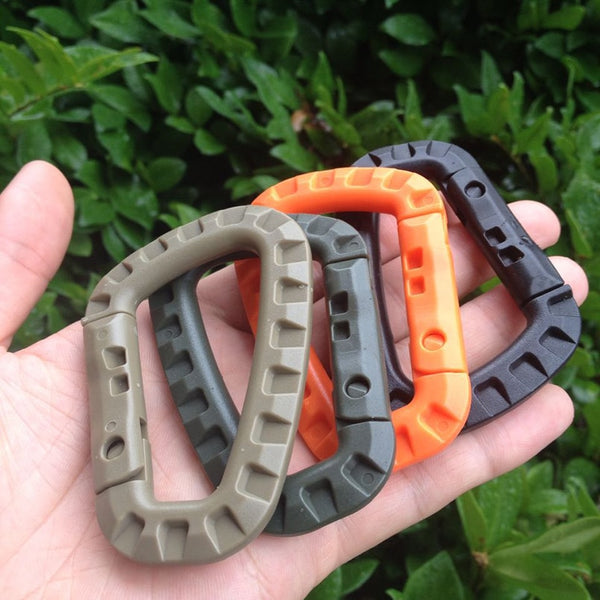 5pcs L Size 8.5cm Tactical Backpack Buckle Fast Tactical Carabiner Plastic Hook D Shape Mosqueton EDC Gear For Outdoor Camping