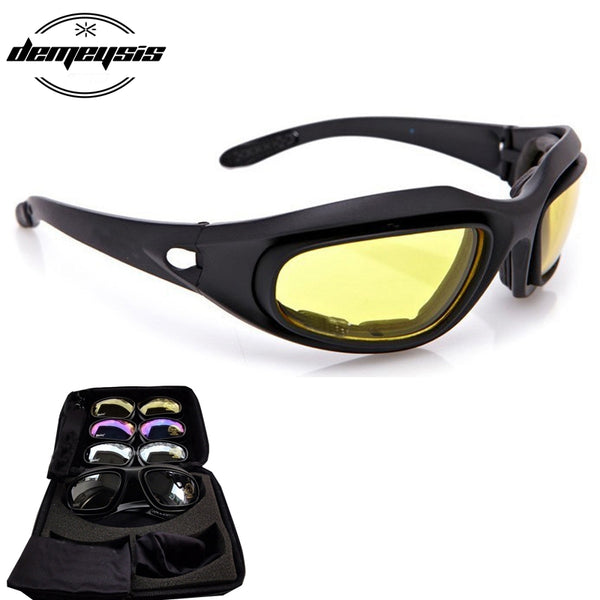 Army Goggles Desert 4 Lenses Outdoor UV Sports Hunting Military Hiking Sunglasses Unisex Tactical Glasses