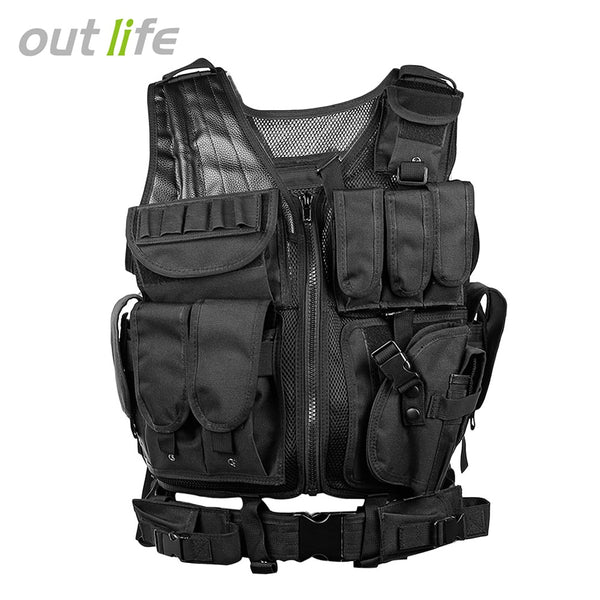 Camo Hunting Vest Men Tactical Vest Molle Military Tactical Paintball Assault Shooting Hunting Clothes Clothing with Holster