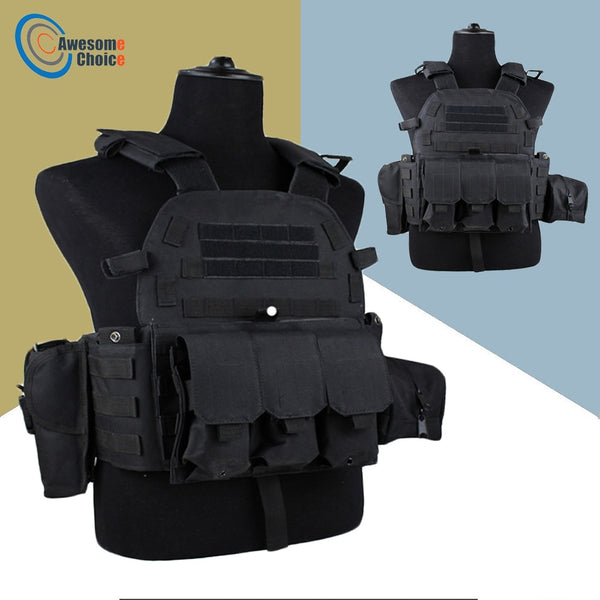 Black Color 600D Nylon Molle Tactical Vest Body armor Hunting plate Carrier Airsoft 094K M4 Pouch Combat Gear Multicam
