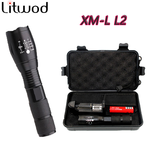 Litwod LED flashlight Tactical Flashlight 5000 Lumens XM-L2 Zoomable 5 Modes Aluminum Lanterna LED Torch Flashlights For Camping