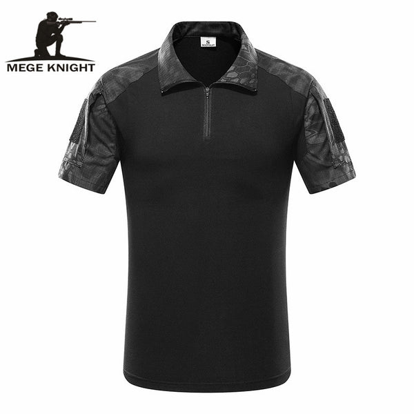MEGE Tactical Camouflage Men Army Combat POLO Shirt, Rapid Assault ACU MultiCam Mens' Tops & Tees,  Airsoft Paintball Polo