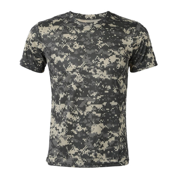 Camouflage T-shirt Men Breathable Army Tactical Combat T Shirt Military Dry Camo Camp Tees-ACU Green
