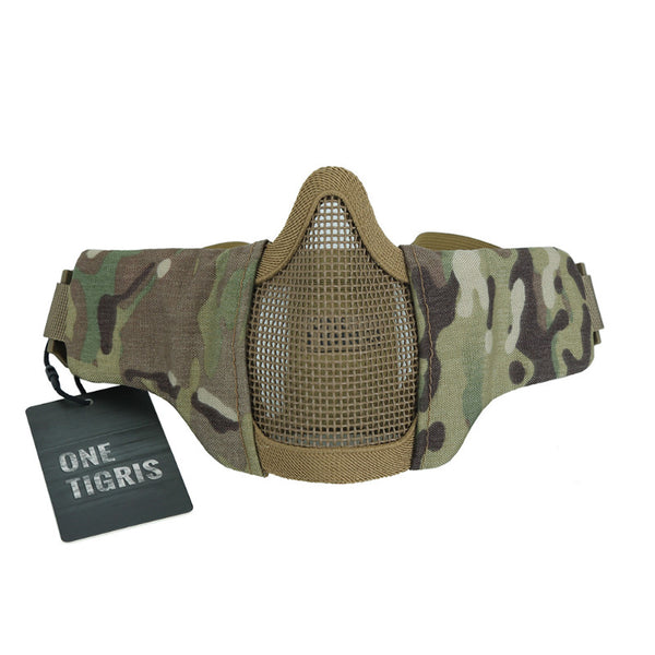 OneTigris Half Face Mesh Mask Foldable Military Style Adjustable Tactical Multicam Face Protective Mask For Airsoft