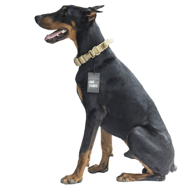 OneTigris Tactical Nylon Dog Collar with Handle & Plastic Buckles Military K9 Hunting German Shepherd Pet Supplies As Travel Kit