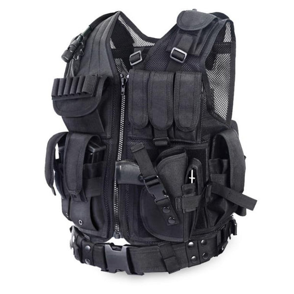 Police Tactical Vest Outdoor Camouflage Military Body Armor Sports Wear Hunting Vest with Gun holster belt Magazine pouch