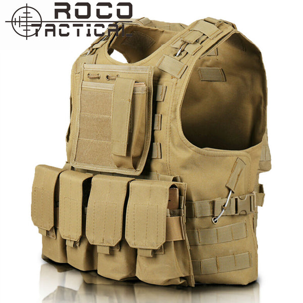 Quick Release Military Modular Molle CIRAS Tactical Vests Assault Vest Airsoft Combat Vests Includes Mag Pouch & Acessory Bag
