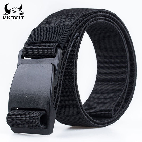 Quick release buckle elastic belt high strength elastic fiber matte buckle unisex sports belt 120cm adjustable tactical belt|Waist Support