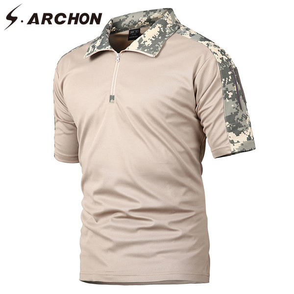 Camo Quick Dry Tactical Polo Shirts Casual Breathable Uniform Military Polo Shirts Short Sleeve Polo Pocket