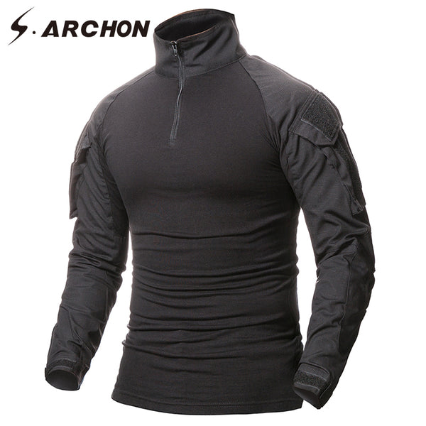 S.ARCHON Multicam Uniform Military Long Sleeve T Shirt Men Camouflage Army Combat Shirt Airsoft Paintball Clothes Tactical Shirt
