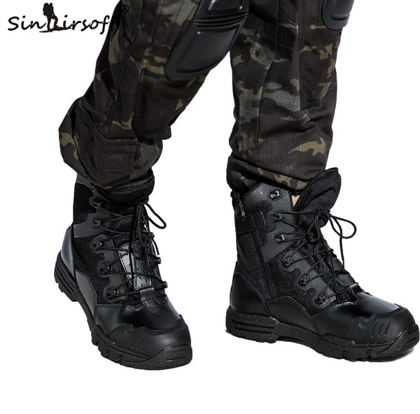 Outdoor Genuine Leather U.S. Military Assault Tactical Boots Breathable  Anti-Slip Men Fishing Travel Hiking Shoes