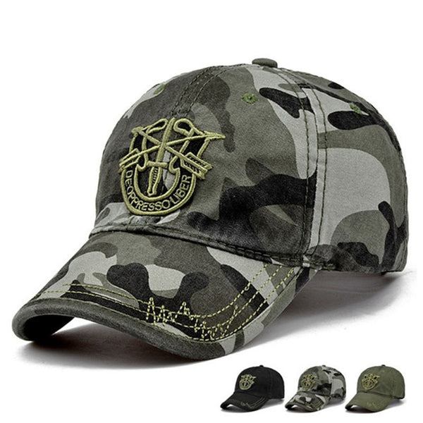 Army Camo Baseball Cap Men Women Tactical Washed Sun Hat Letter Adjustable Camouflage Casual Snapback Cap|Men's Baseball Caps