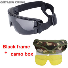 Airsoft X800 Tactical Sunglasses Glasses Goggles Tactical Goggles Black 3 Lens Tactical Goggles