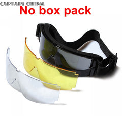 Airsoft X800 Tactical Sunglasses Glasses Goggles Tactical Goggles Black 3 Lens Tactical Goggles