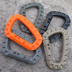 5pcs L Size 8.5cm Tactical Backpack Buckle Fast Tactical Carabiner Plastic Hook D Shape Mosqueton EDC Gear For Outdoor Camping