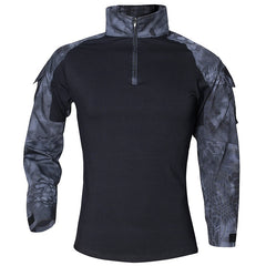 CS Shooting Tactical Camouflage Shirt With Elbow Pad Men Outdoor Hunting Training Paintball Army Combat Long Sleeve T-Shirt Tops