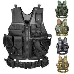 Tactical Vest Military Combat Armor Vests Mens Tactical Hunting Vest Army Adjustable Armor Outdoor CS Training Vest Airsoft