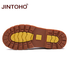 JINTOHO Winter Men Boots High Quality Male Genuine Leather Boots Work & Safety Boots Fashion Winter Genuine Leather Work Shoes