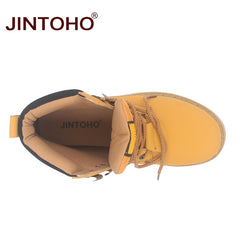 JINTOHO Winter Men Boots High Quality Male Genuine Leather Boots Work & Safety Boots Fashion Winter Genuine Leather Work Shoes