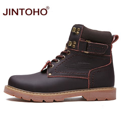 JINTOHO Winter Men Boots High Quality Male Genuine Leather Boots Work & Safety Boots Fashion Winter Genuine Leather Work Shoes