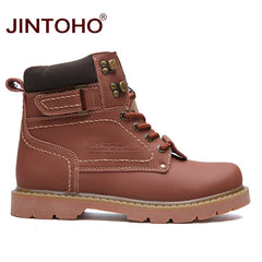 JINTOHO Winter Men Boots High Quality Male Genuine Leather Boots Work & Safety Boots Fashion Winter Genuine Leather Work Shoes