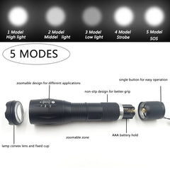 Litwod LED flashlight Tactical Flashlight 5000 Lumens XM-L2 Zoomable 5 Modes Aluminum Lanterna LED Torch Flashlights For Camping