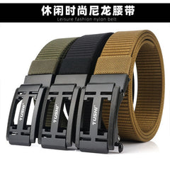 New Automatic Buckle Tactical Belt Matte Hard Metal Quick Release Buckle Military Training Army Belt Soft Nylon Fishing Belt|Waist Support