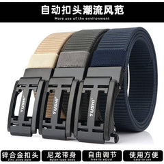 New Automatic Buckle Tactical Belt Matte Hard Metal Quick Release Buckle Military Training Army Belt Soft Nylon Fishing Belt|Waist Support