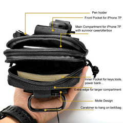 OneTigris 1000D Nylon Waist Bag Pack Compact MOLLE EDC Pouch Belt Bag for iPhone6s iPhone7 Plus