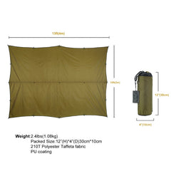 OneTigris 210T Polyester Sun Shelter 3x4m Compact Versatile Durable Backpacking Tarpaulin Beach Tent Awning 100% Waterproof