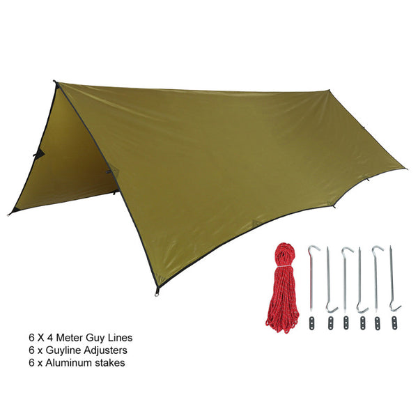 OneTigris 210T Polyester Sun Shelter 3x4m Compact Versatile Durable Backpacking Tarpaulin Beach Tent Awning 100% Waterproof