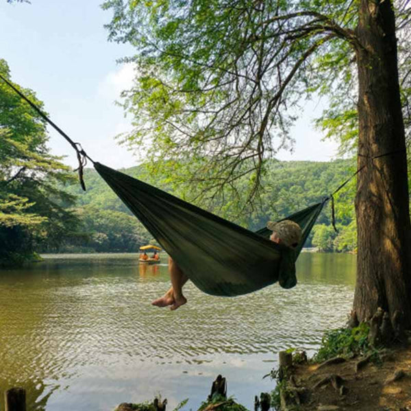 OneTigris Camping Double Person Hammock Hiking Hunting Travel Parachute Hammock For 2 Adults (Carabiners &Ropes are Included)