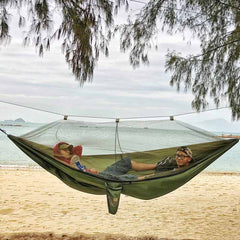 OneTigris Camping Double Person Hammock with Mosquito Net For 2 Adults (Carabiners &Ropes are Included) Portable Lightweight