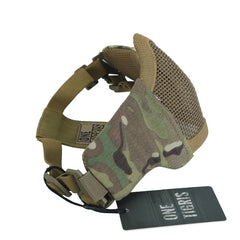 OneTigris Half Face Mesh Mask Foldable Military Style Adjustable Tactical Multicam Face Protective Mask For Airsoft