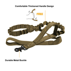 OneTigris Tactical Dog Bungee Leash with Control Handle & Adjustable Dog Collar with Handle and Plastic Buckles For Dog Walking