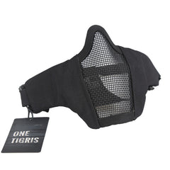OneTigris Tactical Foldable Half Face Mask Protective Mesh Mask for Airsoft Paintball with Adjustable and Elastic Belt Strap
