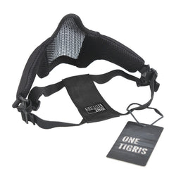 OneTigris Tactical Foldable Half Face Mask Protective Mesh Mask for Airsoft Paintball with Adjustable and Elastic Belt Strap