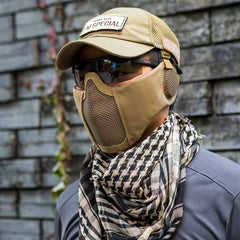 OneTigris Tactical Foldable Mesh Mask With Ear Protection for Airsoft Paintball with Adjustable Elastic Belt Strap