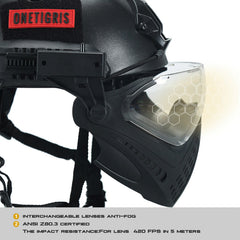 OneTigris Tactical Integrated Helmet F22 with Removable Face Mask and Goggles