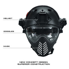 OneTigris Tactical Integrated Helmet F22 with Removable Face Mask and Goggles