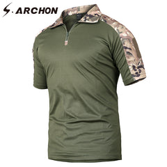 Camo Quick Dry Tactical Polo Shirts Casual Breathable Uniform Military Polo Shirts Short Sleeve Polo Pocket