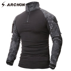 S.ARCHON Multicam Uniform Military Long Sleeve T Shirt Men Camouflage Army Combat Shirt Airsoft Paintball Clothes Tactical Shirt