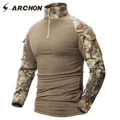 S.ARCHON Multicam Uniform Military Long Sleeve T Shirt Men Camouflage Army Combat Shirt Airsoft Paintball Clothes Tactical Shirt