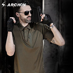 S.ARCHON Quick Dry Military Short Sleeve Polo Shirt Men Casual Camouflage Tactical Polo Shirt Slim Fit Breathable Army Polo Camo