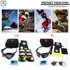 X7 Tactical Sunglasses Shooting Oculos Airsoft Goggles Gafas Ciclismo C5 C6 Polarized Glasses Sports Hiking Protection Eyewear