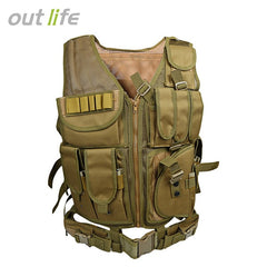 Camo Hunting Vest Men Tactical Vest Molle Military Tactical Paintball Assault Shooting Hunting Clothes Clothing with Holster